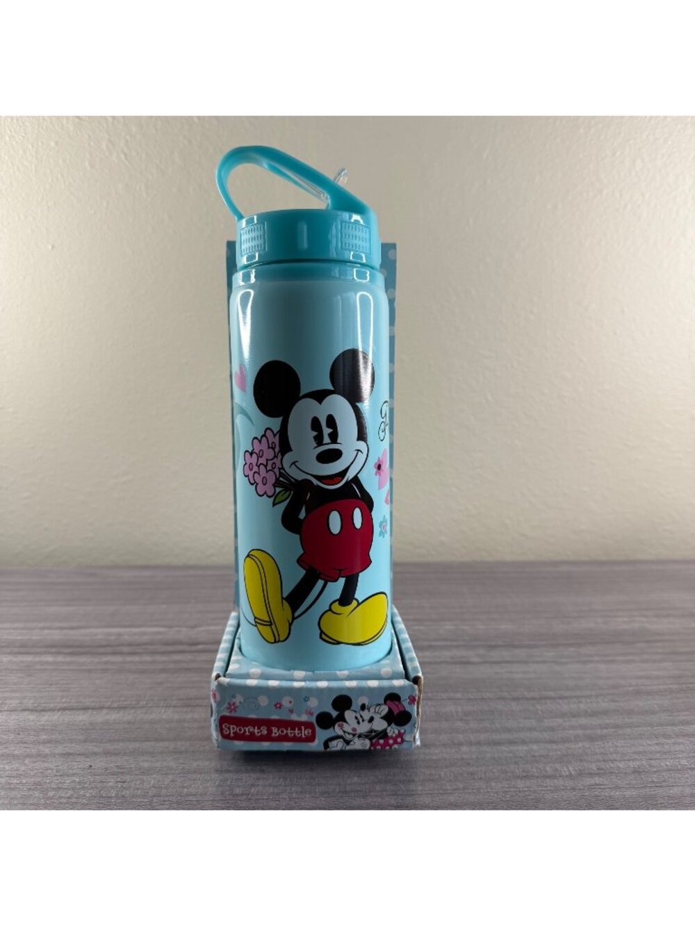 New Disney Mickey Mouse Blue Sports Bottle With Flip Lid & Handle BPA-Free 500ml